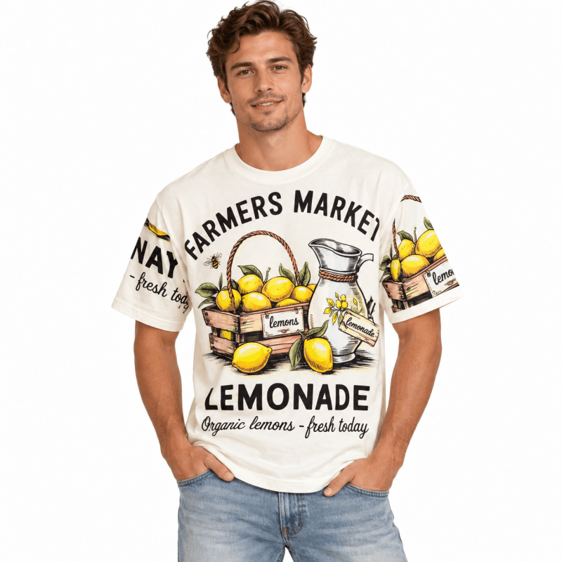 Vintage Cotton Sleeveless Round Neck Lemonade T-Shirt image