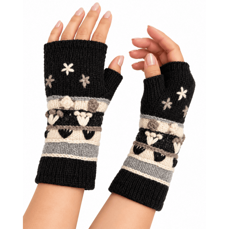 Woolen Fleece Lining Embroidery Hand Warmer R3 image