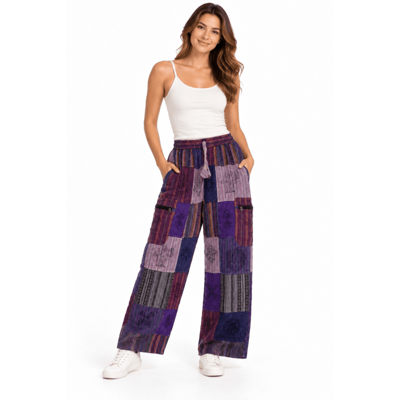 Cotton Multi Patch Block Print Zip pocket Pant D803 image