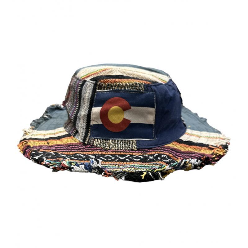 Cotton Frayed Edge Boho Colorado Bucket Hat image