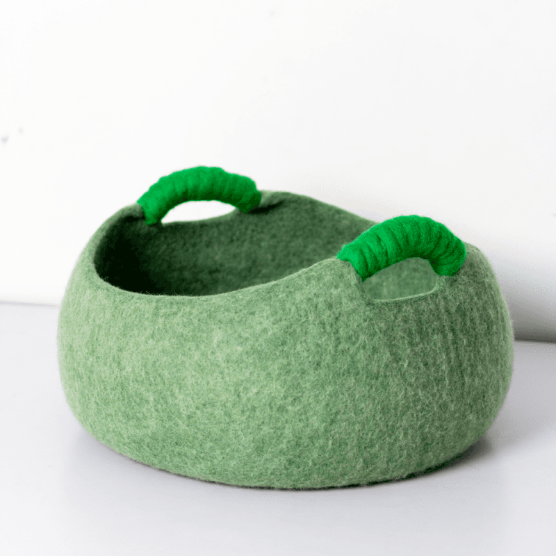 Felt Jungle Green Cat Cave Basket CC16 image