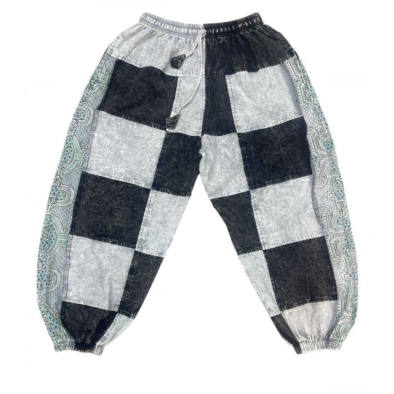 Cotton Black & White Patchwork Jogger Pant image