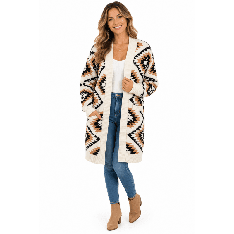 Women's Patch Pocket Super Soft Vintage Open Front Sweater Cardigan