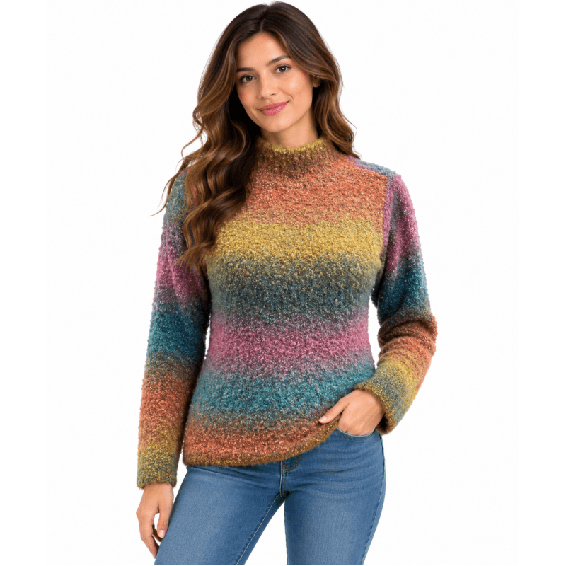 Women Forest Green Ombre Super Soft Sweater Top KN25555/KN26851 image