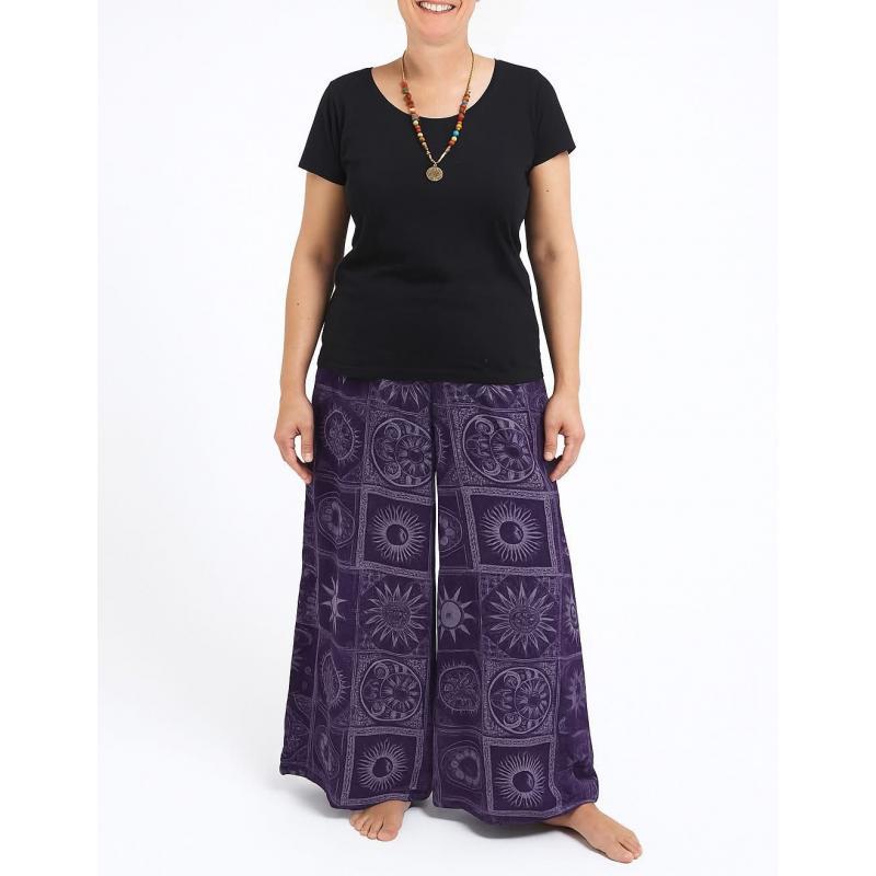 Cotton Artwork Purple Sun Moon Palazzo Pant image