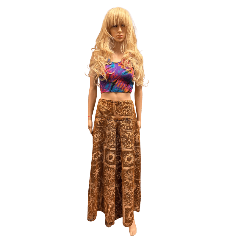 Cotton Golden Sun Moon Palazzo Pant image