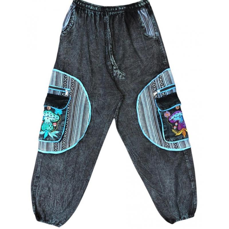 Cotton Stonewash Patchwork Embroidery Pant image