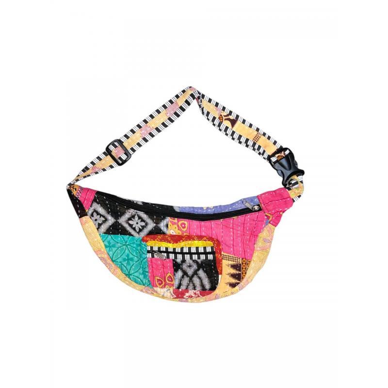 Cotton Multi Color Patchwork Kantha Fanny Bag image