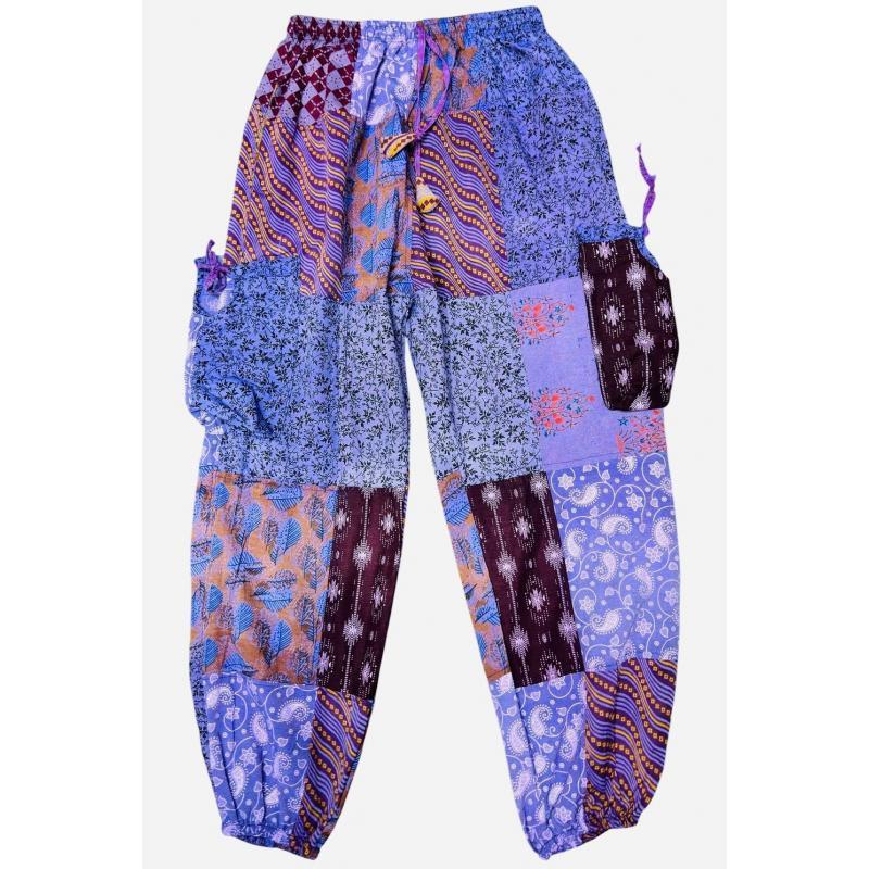 Cotton Multi Purple Patchwork Yoga Pant image