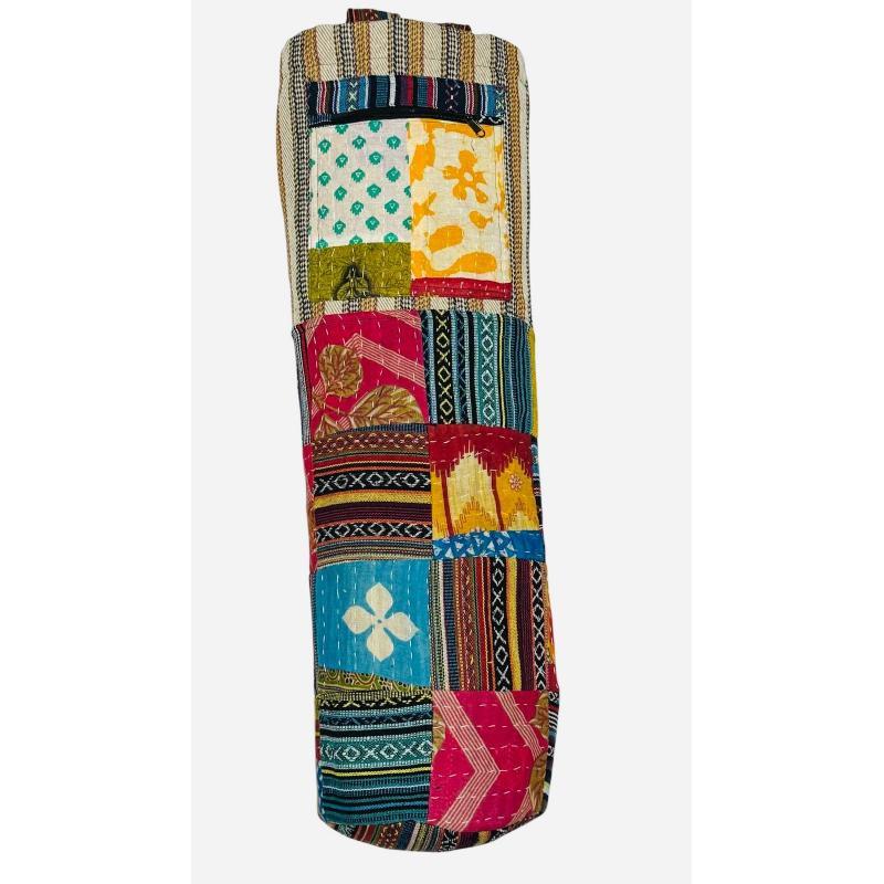 Cotton Quilted Kantha Patch Yoga Mat Bag image