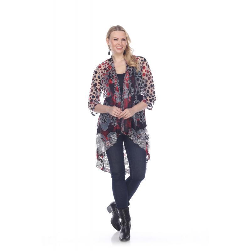 Red & Black High-Low Cardigan Wholesale image