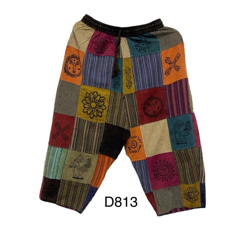 Cotton Patchwork Block Print Capri D813
