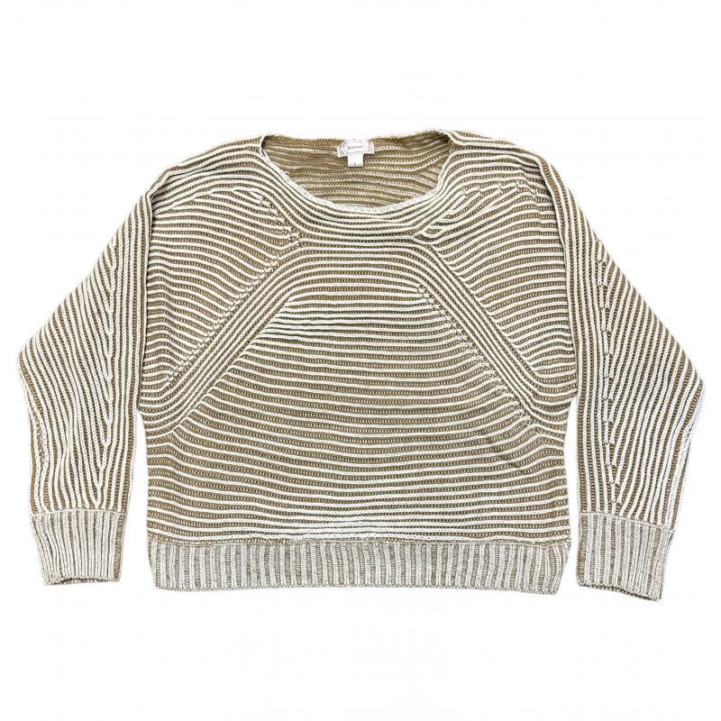 Women Knit Round Neck Beige Top KF23401Y