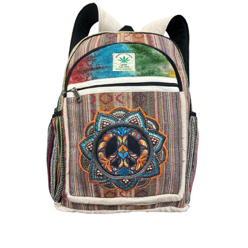 Cotton Hemp Multi Color Mandala Peace Backpack image