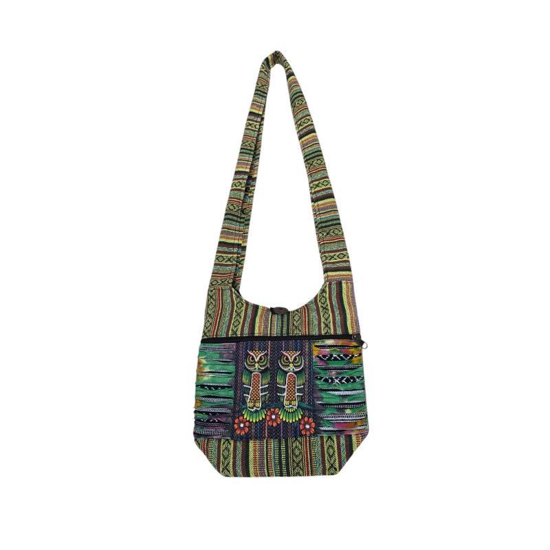 Cotton Multi Color Razor Cut King Owl Mini Bag