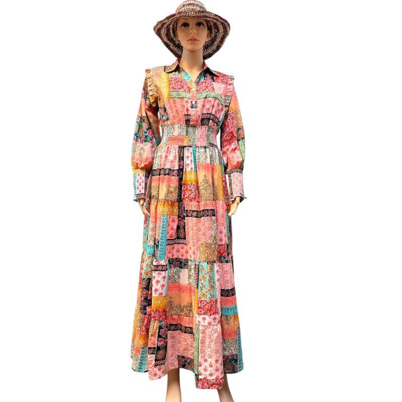 Cotton Multi Color Patch Long Dress MD2