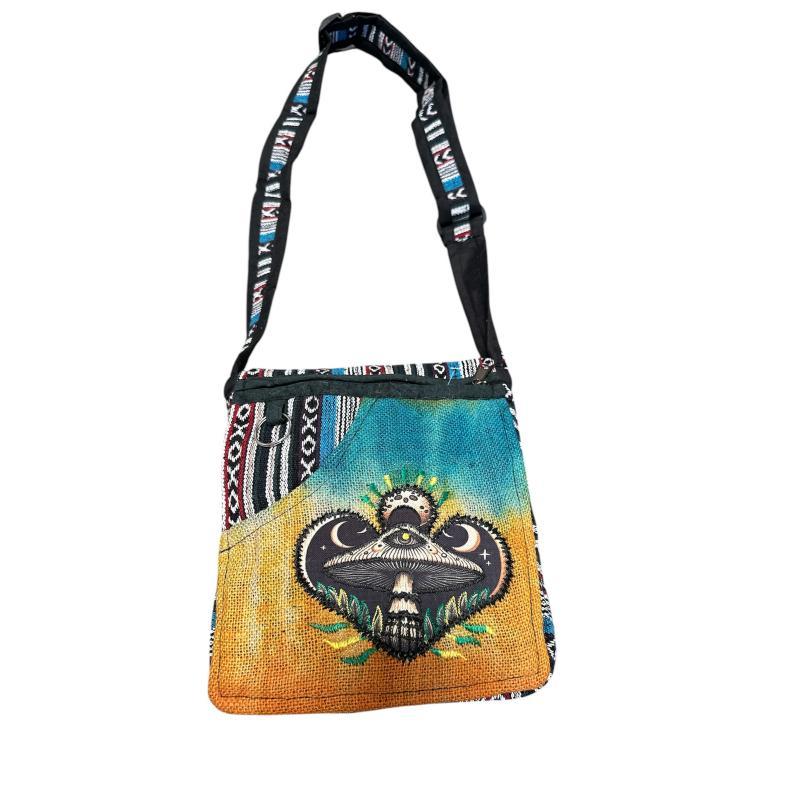 Cotton Hemp Tie Dye Eye on Mushroom Mini File Bag image