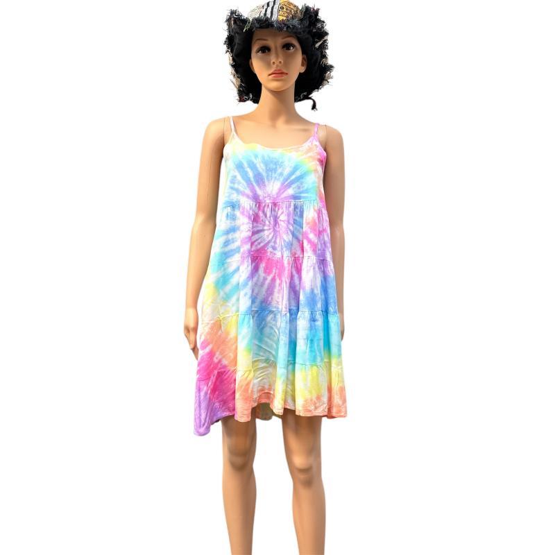 Rayon Tie Dye Swirl Short Dress image