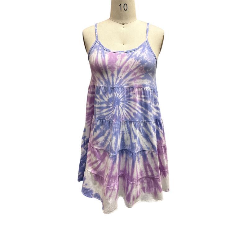 Cotton Tie Dye Swirl purple Short Dress