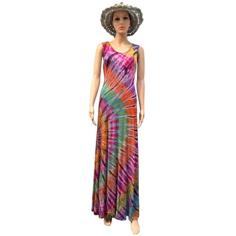 Rayon Tie Dye Purple Long Dress image