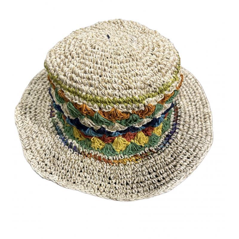Cotton Hemp Flower Crushed Hat Wholesale image