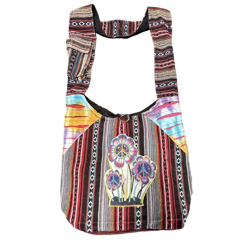 Cotton Peace Sign flower Bag