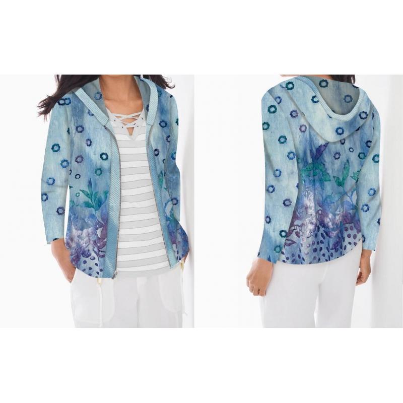 Women's Sky Blue Zip Up Hooded Jacket image