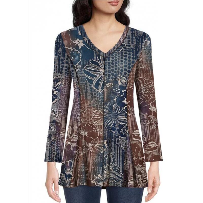 Women's Blue Mountain Tie Dye burnout V Neck Top image