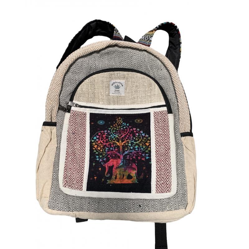 Cotton Hemp Elephant Tree of Life Backpack RIB1256B image