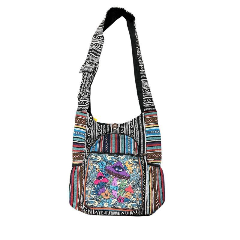 Cotton Multi Color Side Pocket Eye Mushroom Bag image