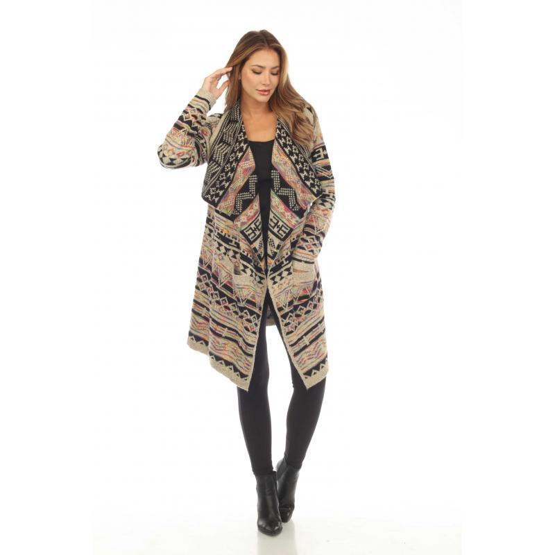 Boho open Front Long Cardigan Sweater image