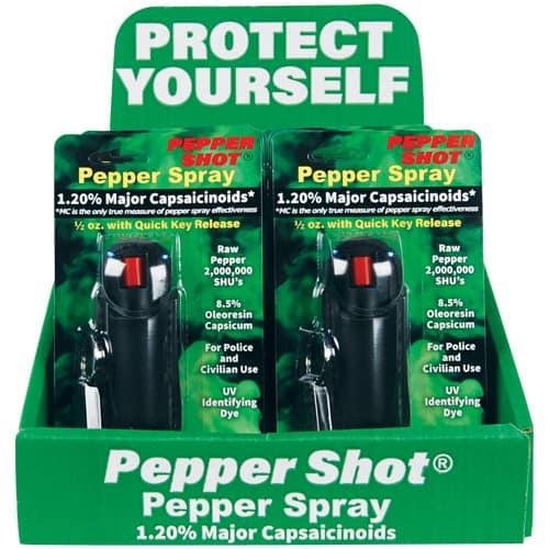 Pepper Shot 1.2% MC Halo Pepper Spray Counter Display - 12-Unit Black, Stream Spray, Ready-to-Sell Retail Display with Wholesale Pricing for Dealers image