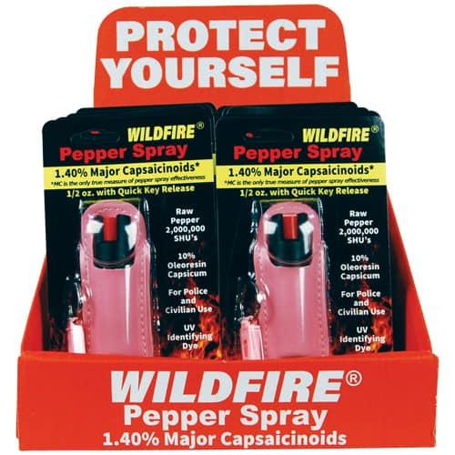 WildFire 1.4% MC HALO Pink Pepper Spray Counter Display - 12-Unit Retail Set, Stream Pattern, High-MC Formula, Ready-to-Stock image