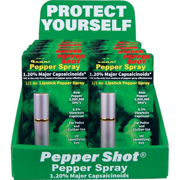 Pepper Shot 1.2% MC Lipstick Pepper Spray Pink 12-Unit Counter Display - Stream Formula, Discreet Design, Retail-Ready Wholesale Dealer Pack image