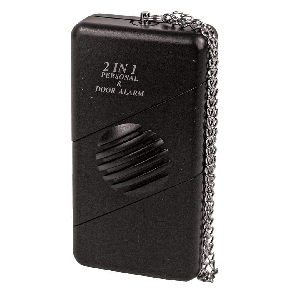 2-in-1 Personal Alarm & Door Burglar Alarm 120dB - Pull-Chain Activation, Door Knob Sensor, 9V Battery, 4.25 x 2.25 x 1 Inch, Dual-Use Security Device image