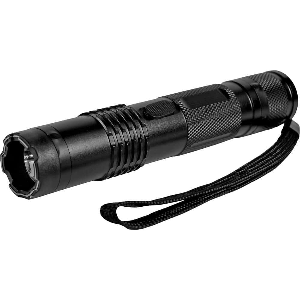 BashLite Stun Gun Flashlight 85,000,000V - Aircraft Aluminum Body, 4.7 Milliamp Output, 120-Lumen LED, Safety Switch, Wrist Strap, Rechargeable Ni-CD, Nylon Holster Included image