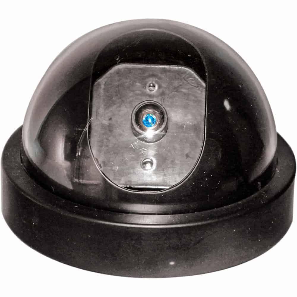 Dummy Dome Security Camera with Flashing LED Motion Detection Light - Black ABS Housing, Wall Mount Included, 2 AA Battery, 4.5 x 2.75 Inch Indoor Decoy Surveillance Camera image