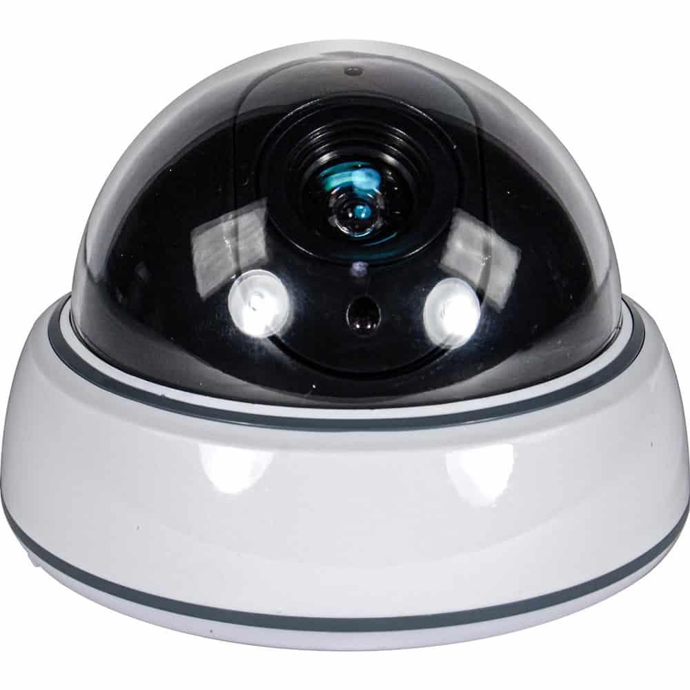 Dummy Dome Security Camera with Flashing LED, White Body - ABS Housing, Realistic HD Camera Appearance, Wall Mount Included, 3 AAA Battery, 5.875 x 3.5 Inch Indoor Decoy Camera image
