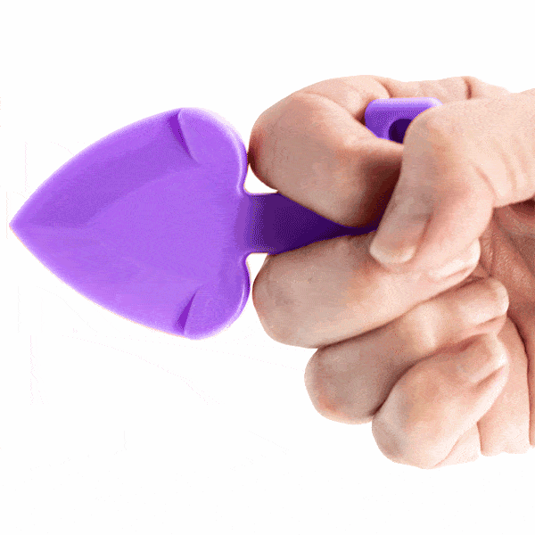 Heart Attack Self-Defense Keychain - ABS Plastic, Fits Between Fingers, 3.5″ x 2″, Available in Black, Pink, and Purple
