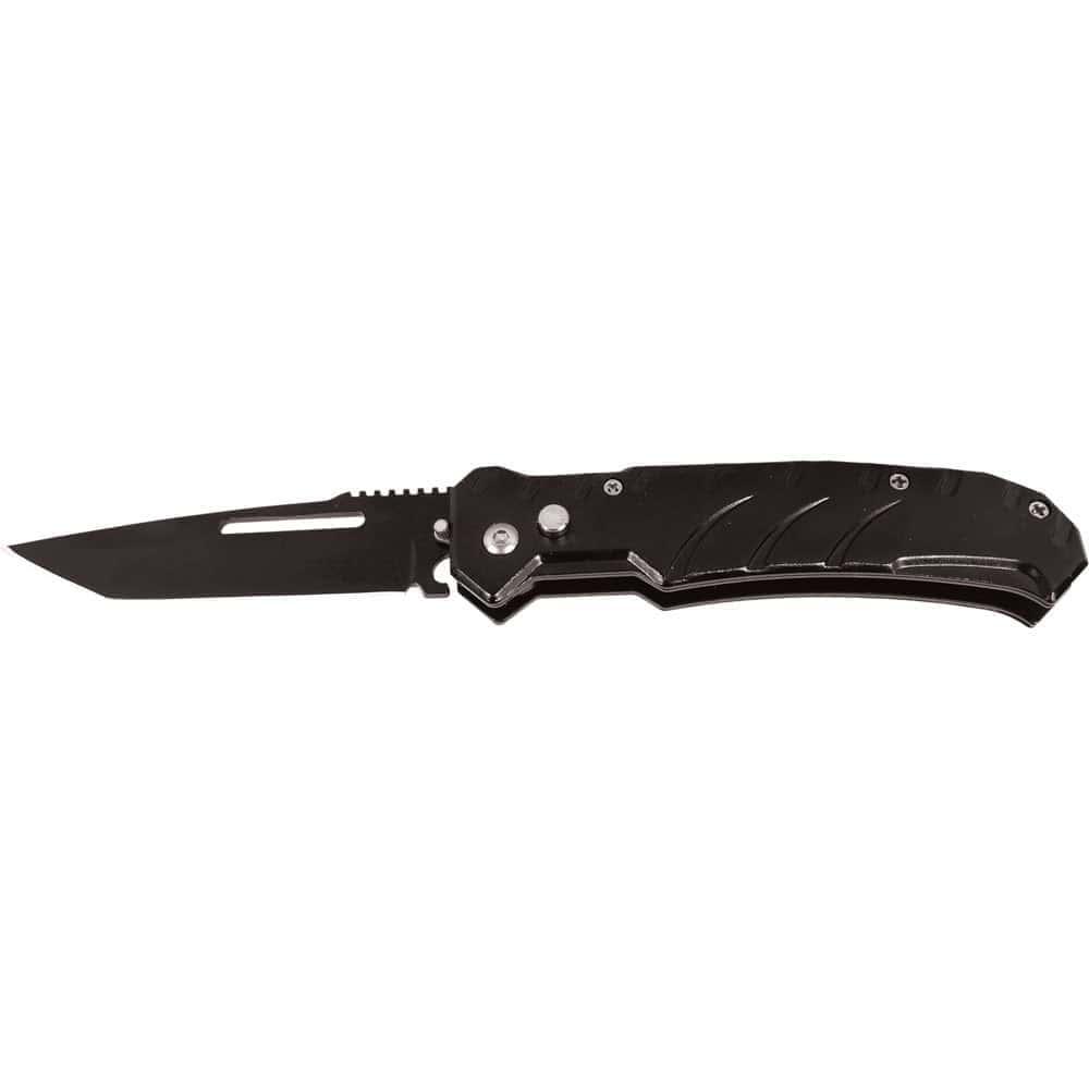 Safety Technology Automatic Heavy Duty Knife 8 Inch - 3.5″ Blade, Solid Stainless Steel Handle, Safety Lock, Black, ST-AK-102 image