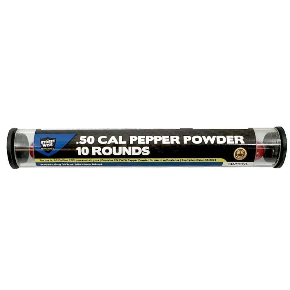 Streetwise .50 Cal 5% PAVA Pepper Balls for Heat Pepper Launcher - 10 Rounds, 4-Foot Irritant Cloud, Eyes/Nose/Throat Effect, Stainless Steel + ABS, 1-Year Warranty