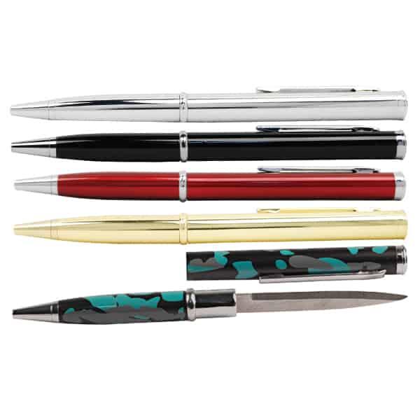 Pen Knife Disguised Writing Pen with 2.13-Inch Blade - Functional Ink Cartridge Included, Pen Cap Safety, 5.38-Inch Overall Length, Available in Black, Silver, Gold, Red & Camo