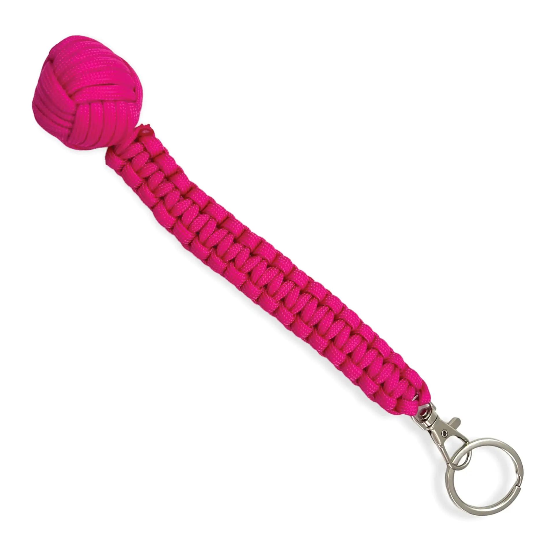 Signal Knot Adjustable Safety Monkey Fist Keychain - Deep Pink Paracord image