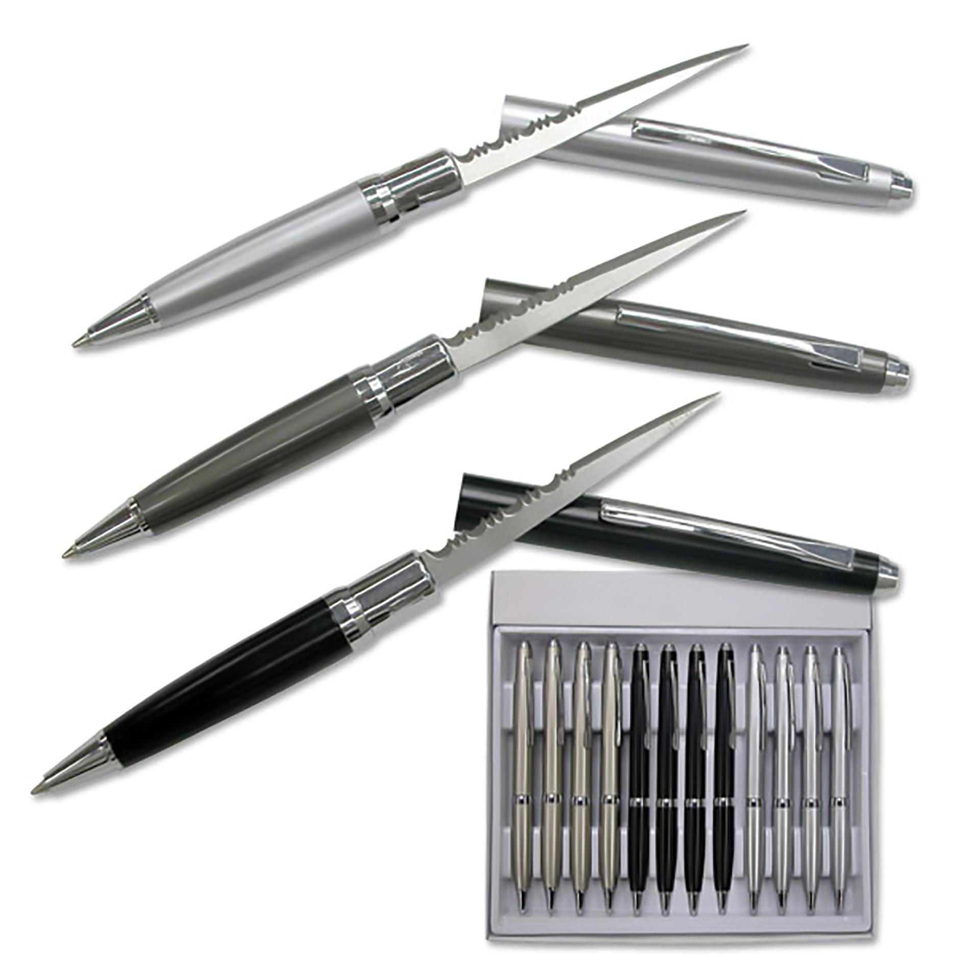 StealthScribe Covert Write-Cut Pen Knife Display - Black and Silver image
