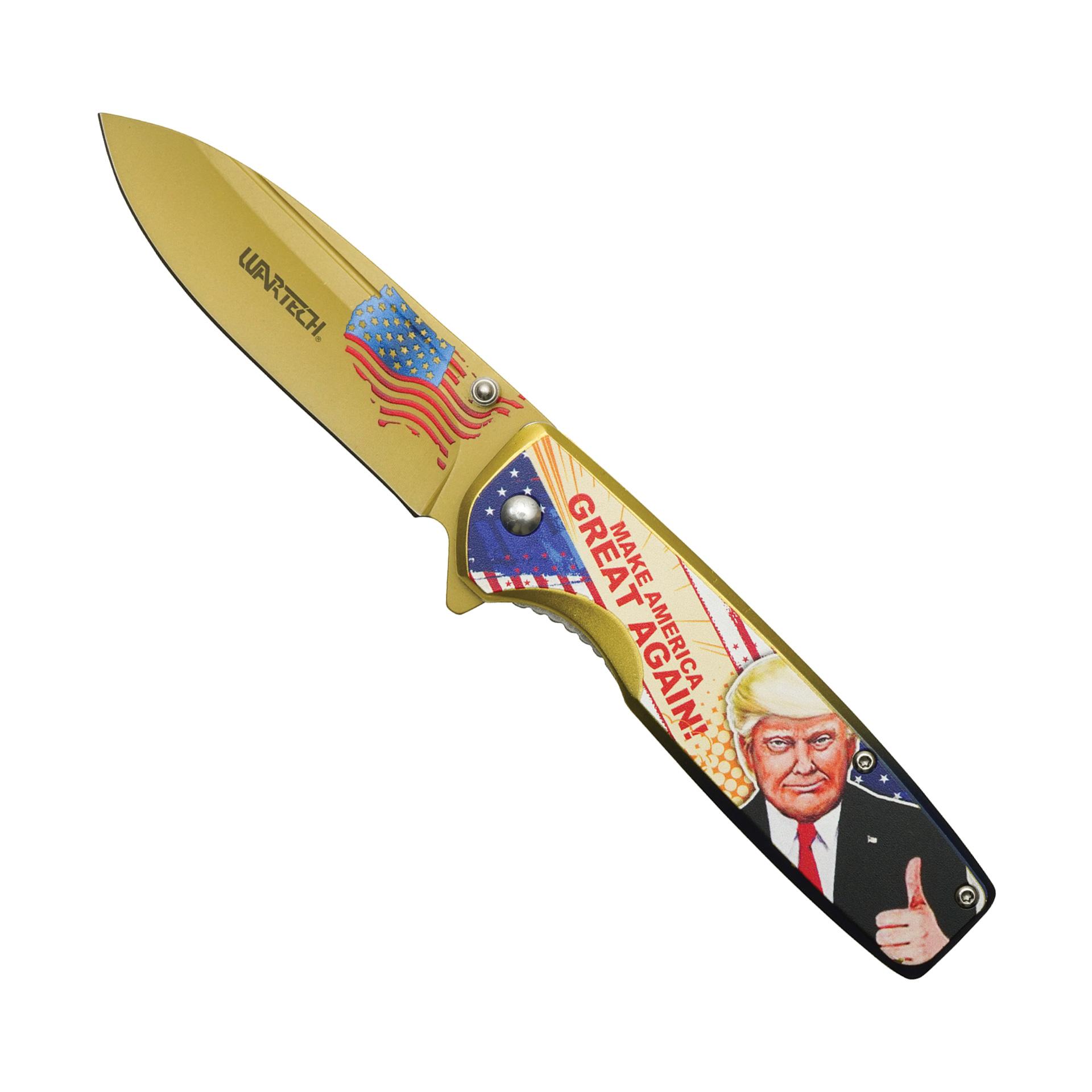 Liberty Banner Quick-Deploy Spring-Assisted Pocket Knife - Gold image