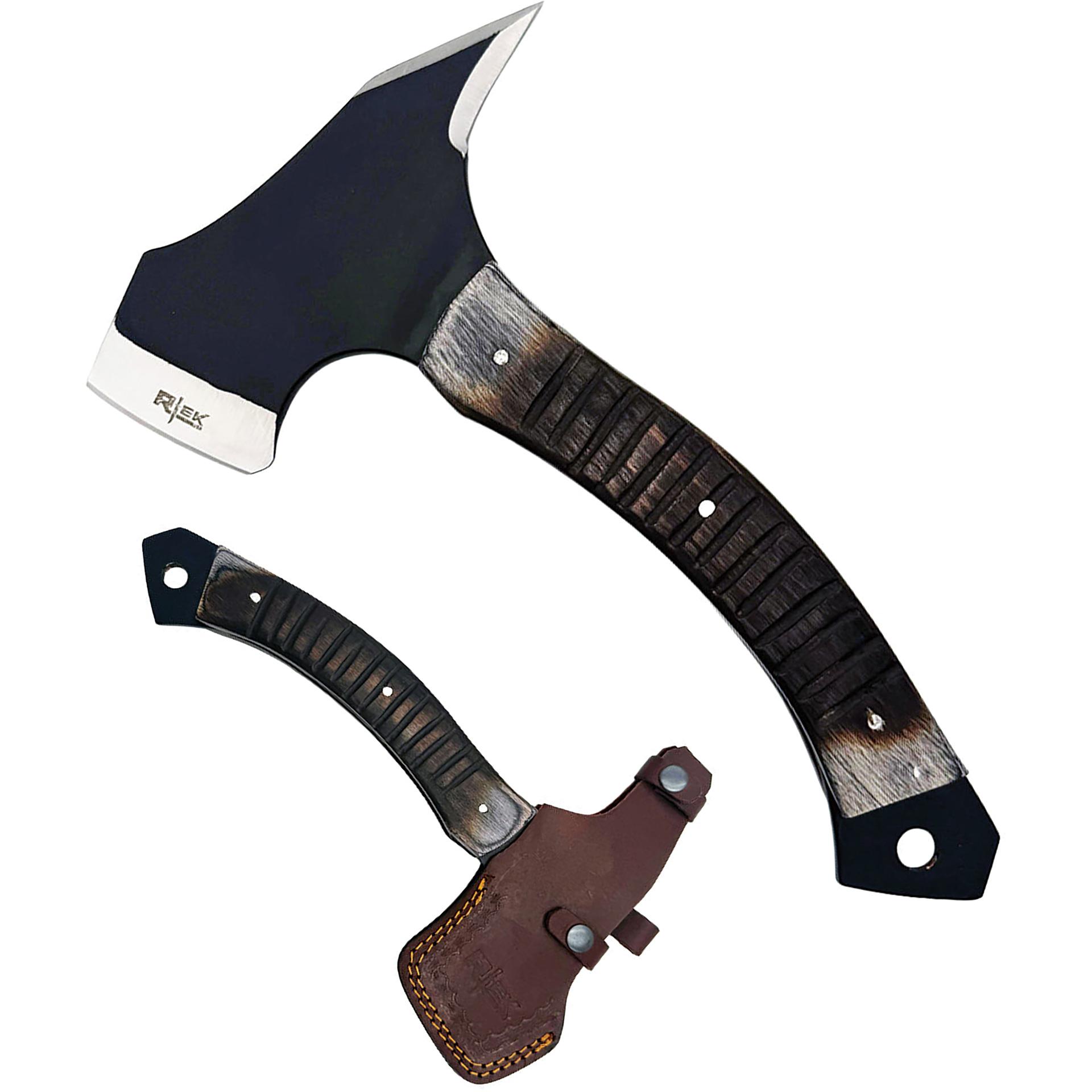 Shadow Arc Compact Tactical Hatchet - Black with Wood Handle image