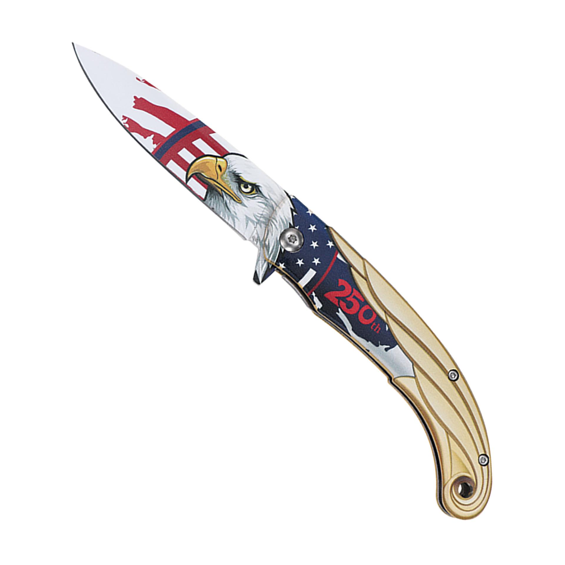 Eagle Legacy Commemorative Spring-Assisted Knife - Gold USA Flag image
