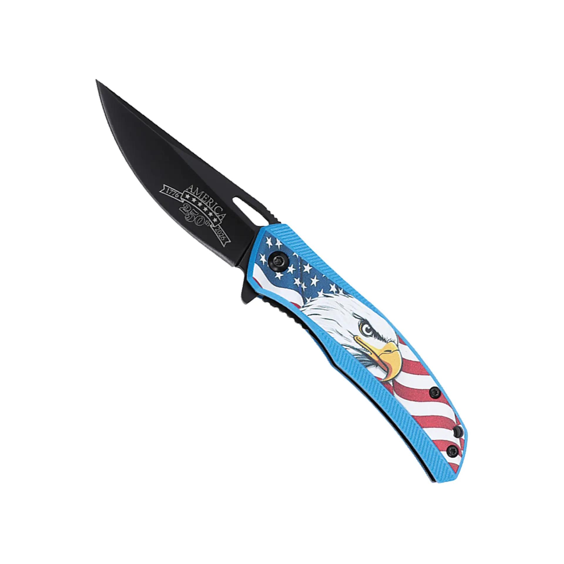 Eagle Honor Patriotic Spring Assisted Knife - Blue Aluminum image