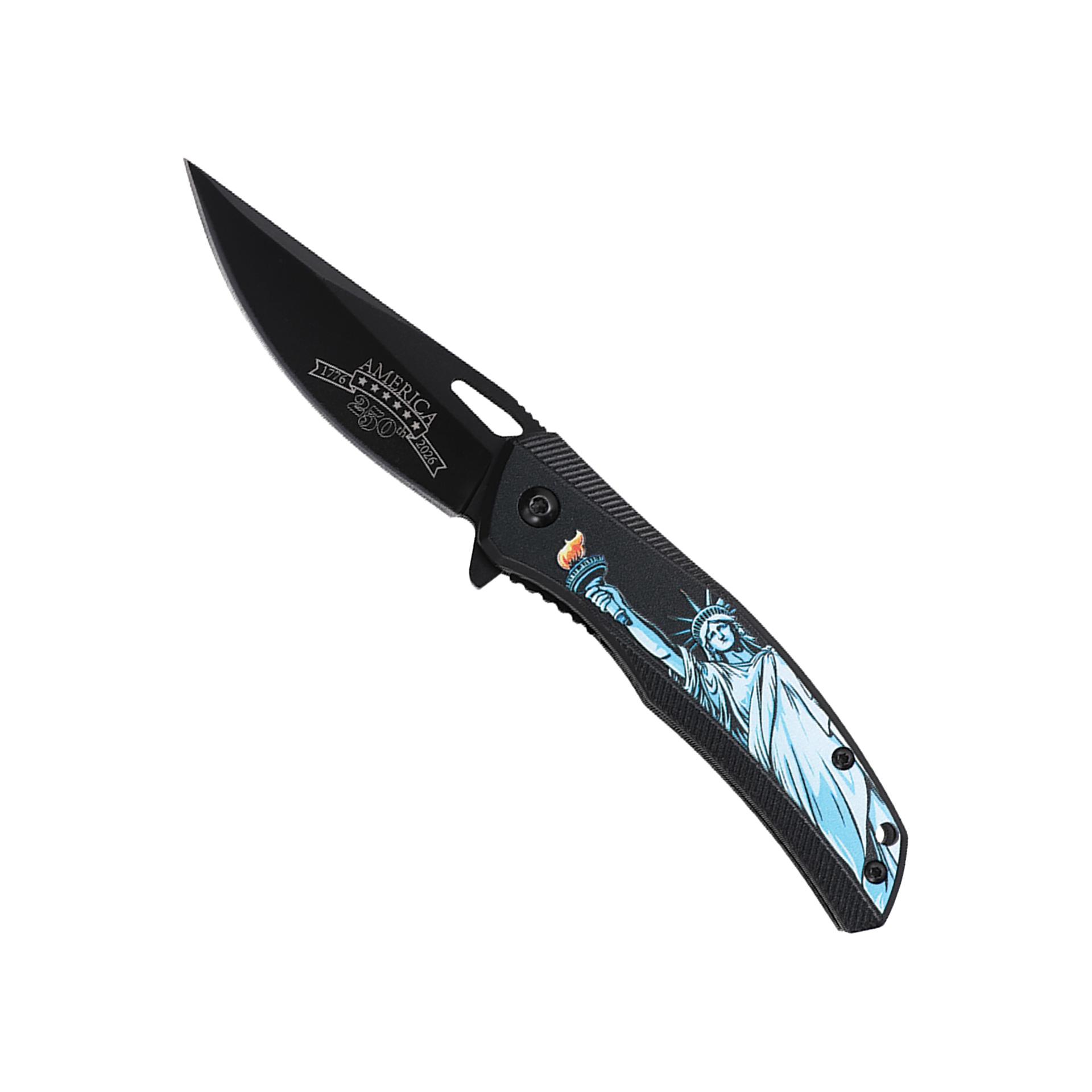 Liberty Snap Patriotic Spring-Assisted Knife - Black Aluminum image