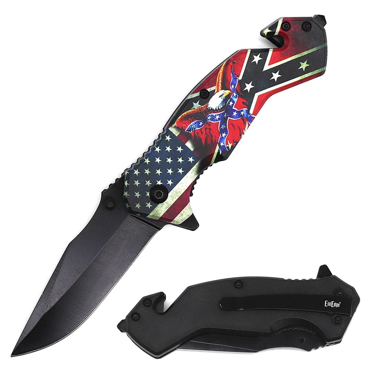 4.75" Closed USA Eagle Design Tactical Rescue Spring Assist Knife image